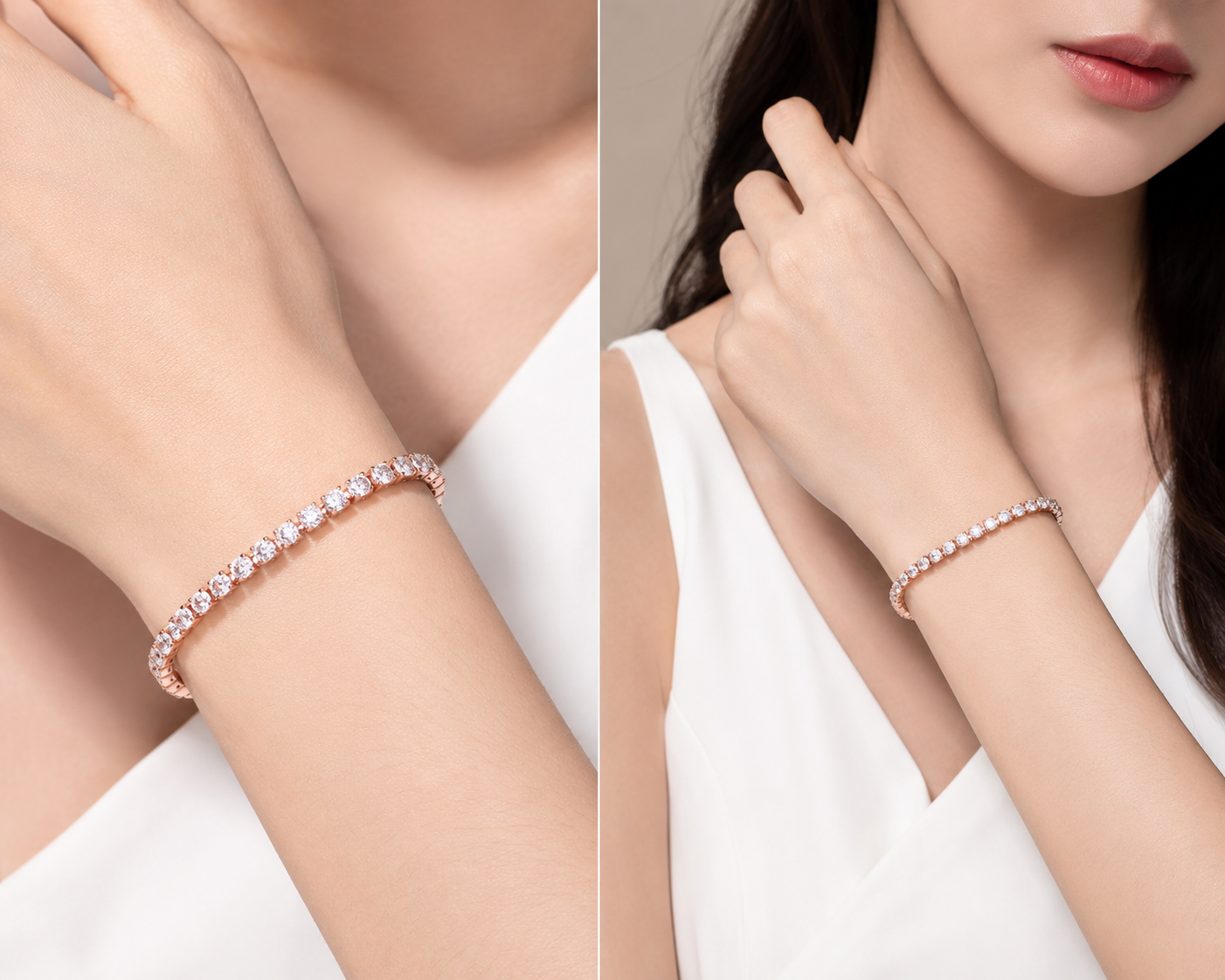 3mm Rose Gold Diamond Tennis Bracelet