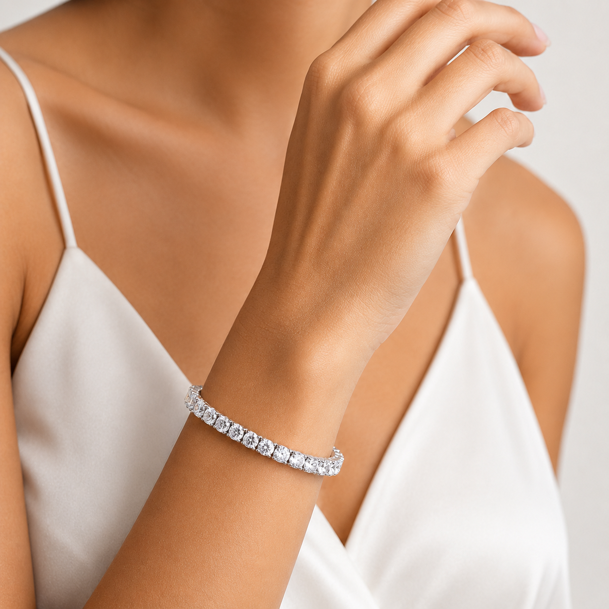 925 Sterling Silver with 4mm Diamond Tennis Bracelet