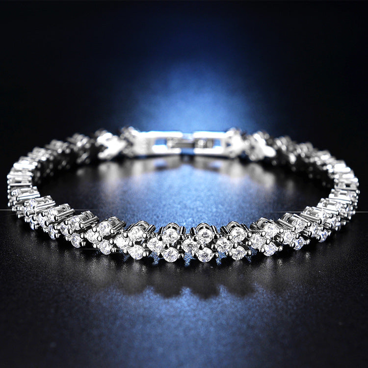 Stacked Silver Floral Diamond Bracelet
