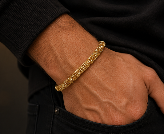 7mm Byzantine Link Bracelet – Gold Plated Chain Bracelet