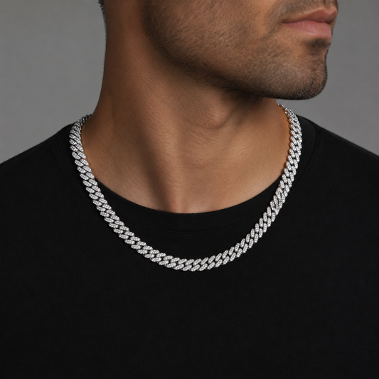 Iced Out Cuban Silver Link Chain 12mm