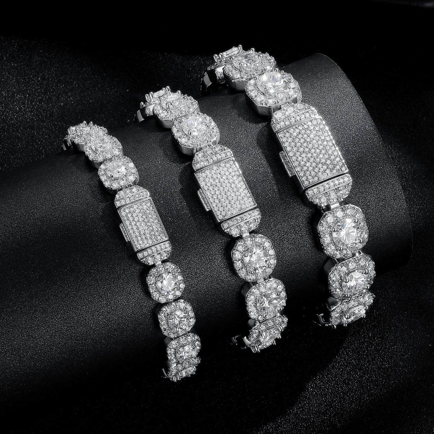 10mm Halo Diamond Link Bracelet – Iced Out Bracelet