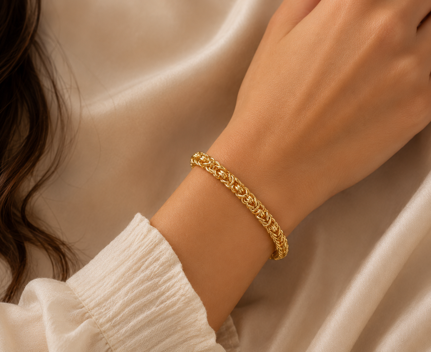 7mm Byzantine Link Bracelet – Gold Plated Chain Bracelet