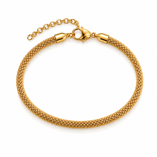 Gold mesh link bracelet, adjustable chain, minimalist design
