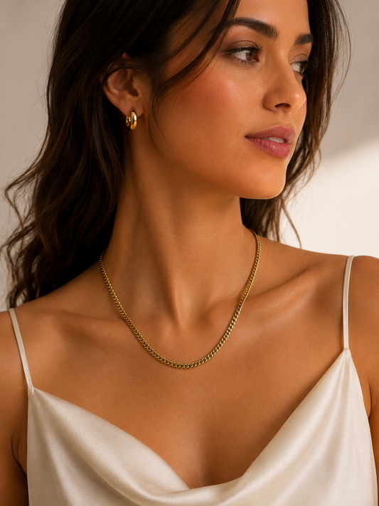 Chaîne Curb Necklace in 14k Gold