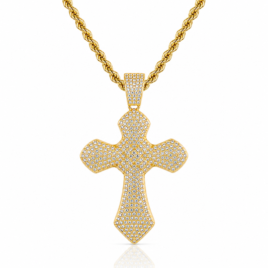 Pavé-Set Gold Diamond Cross
