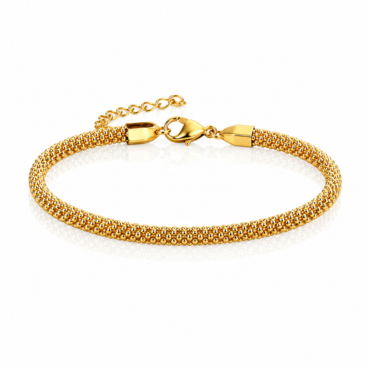 18k gold plated mesh chain bracelet with lobster clasp and extension