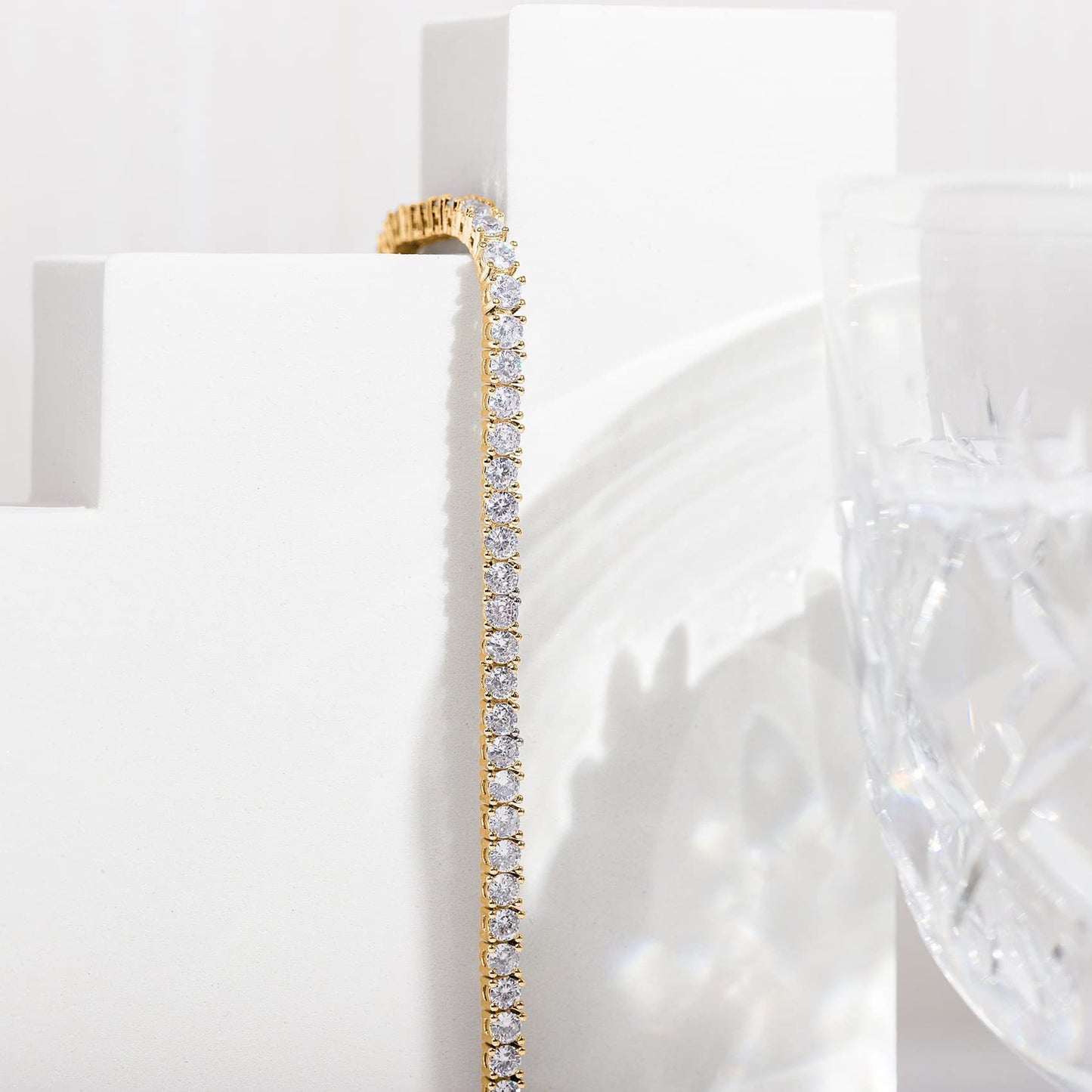 Gold Toned 4mm Diamond Tennis Bracelet