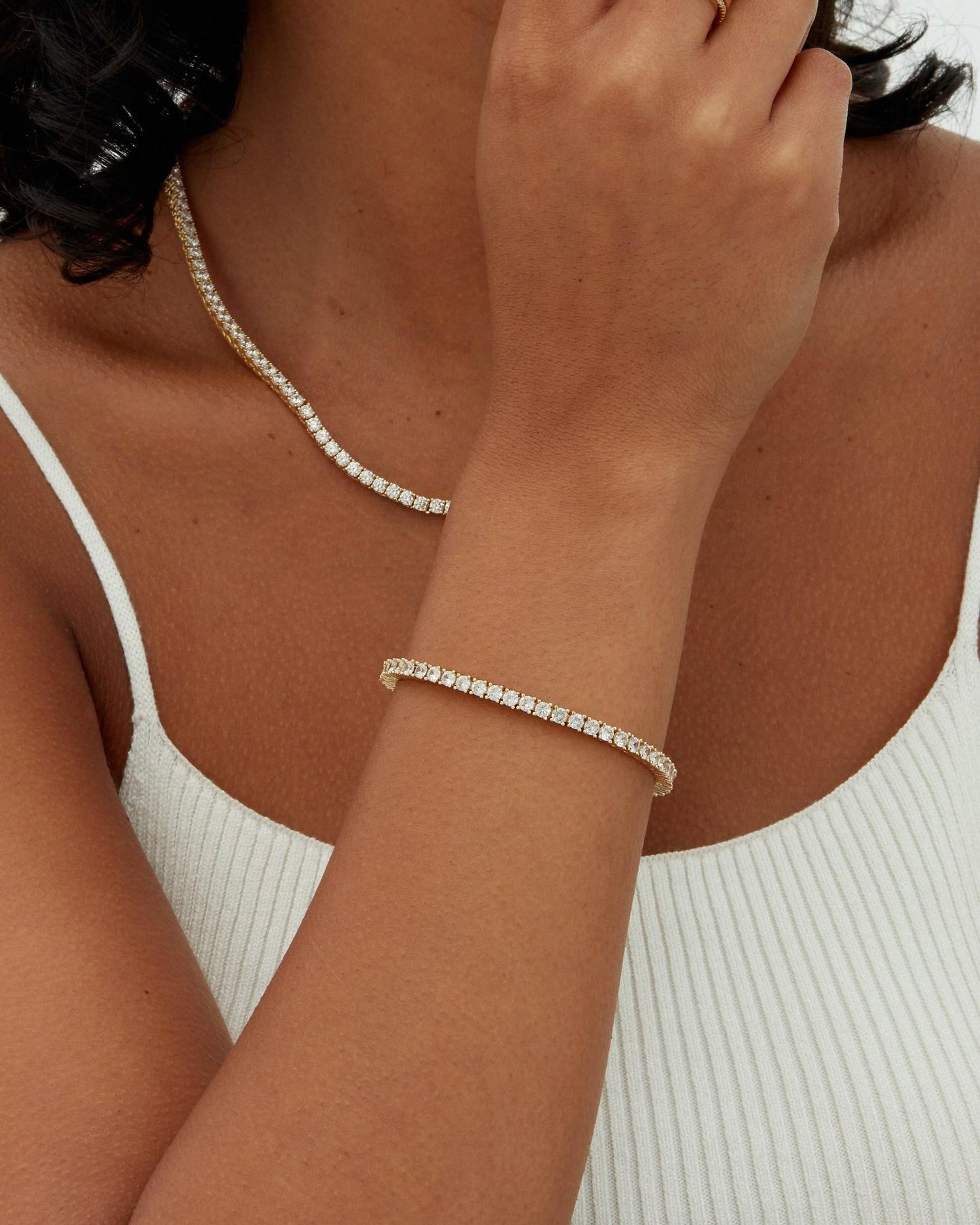Gold Toned 4mm Diamond Tennis Bracelet