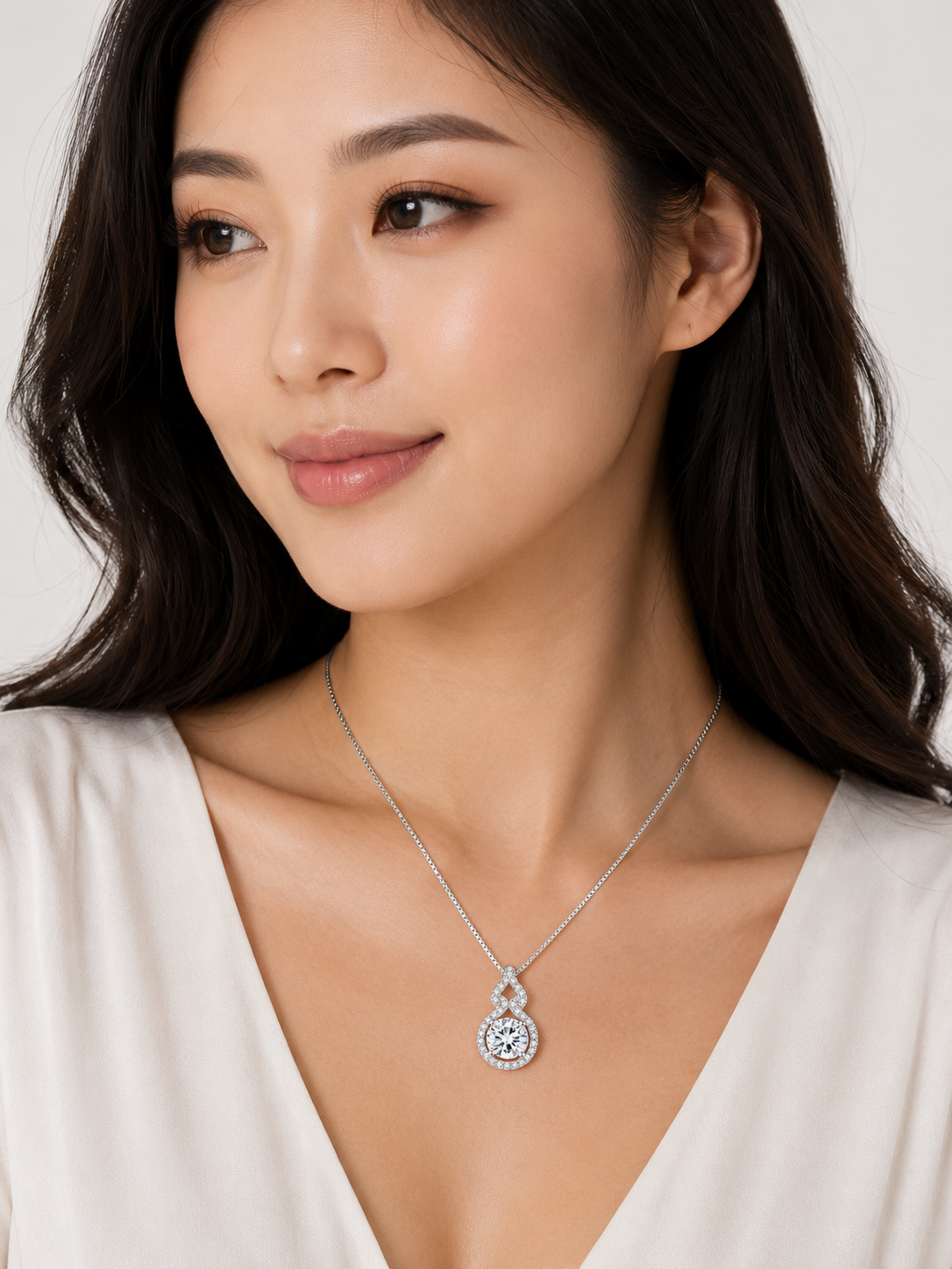 Infinity Halo Solitaire Pendant Necklace