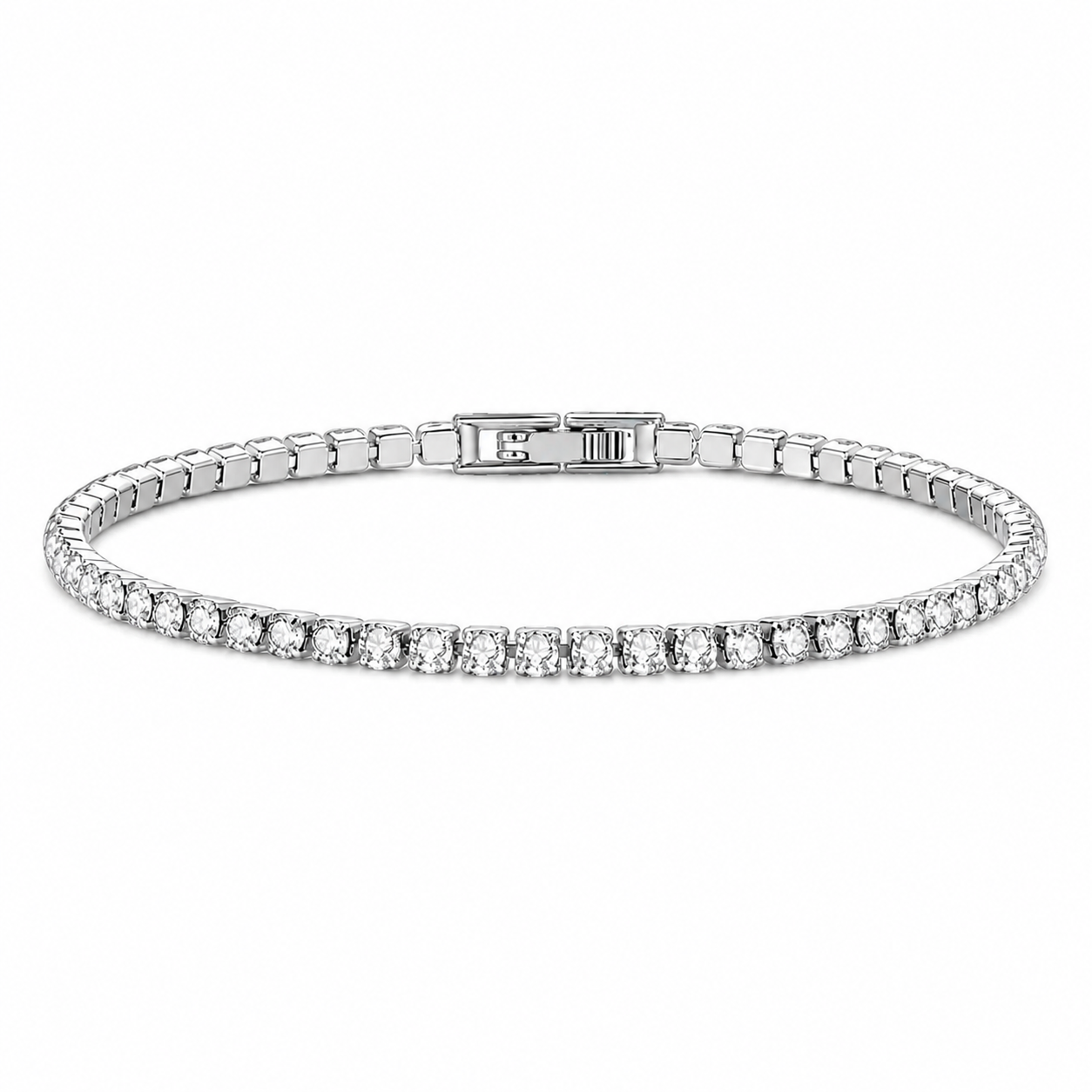 White Gold-plated 3mm Diamond Tennis Bracelet