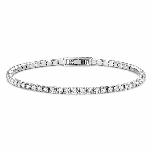 White Gold-plated 3mm Diamond Tennis Bracelet