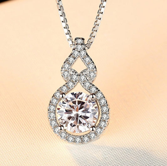 Infinity Halo Solitaire Pendant Necklace