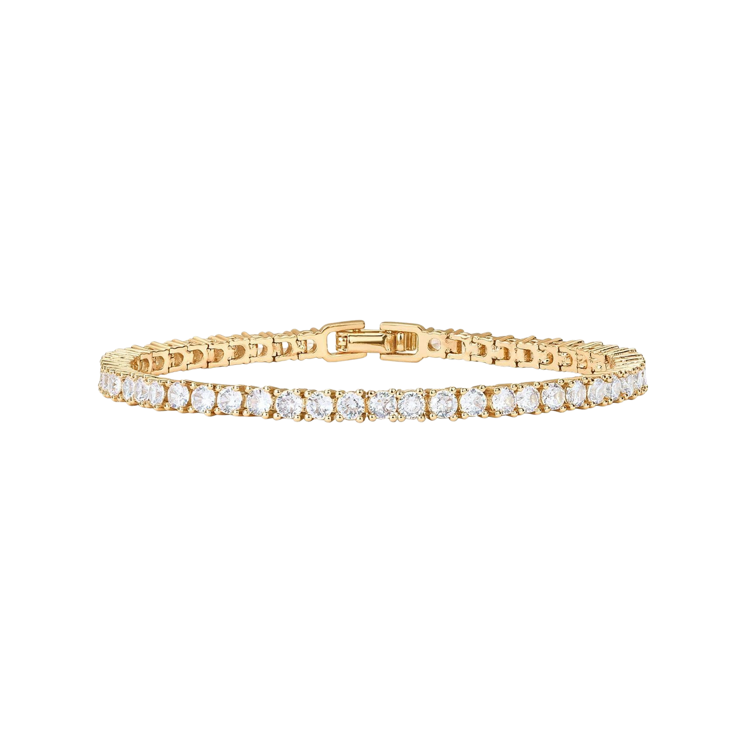 Gold Toned 4mm Diamond Tennis Bracelet
