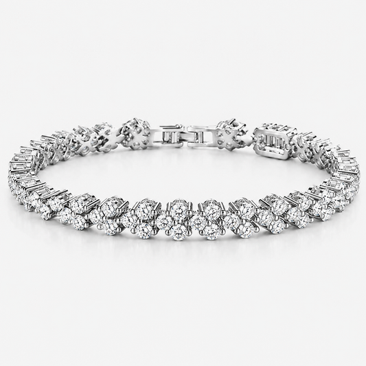 Stacked Silver Floral Diamond Bracelet