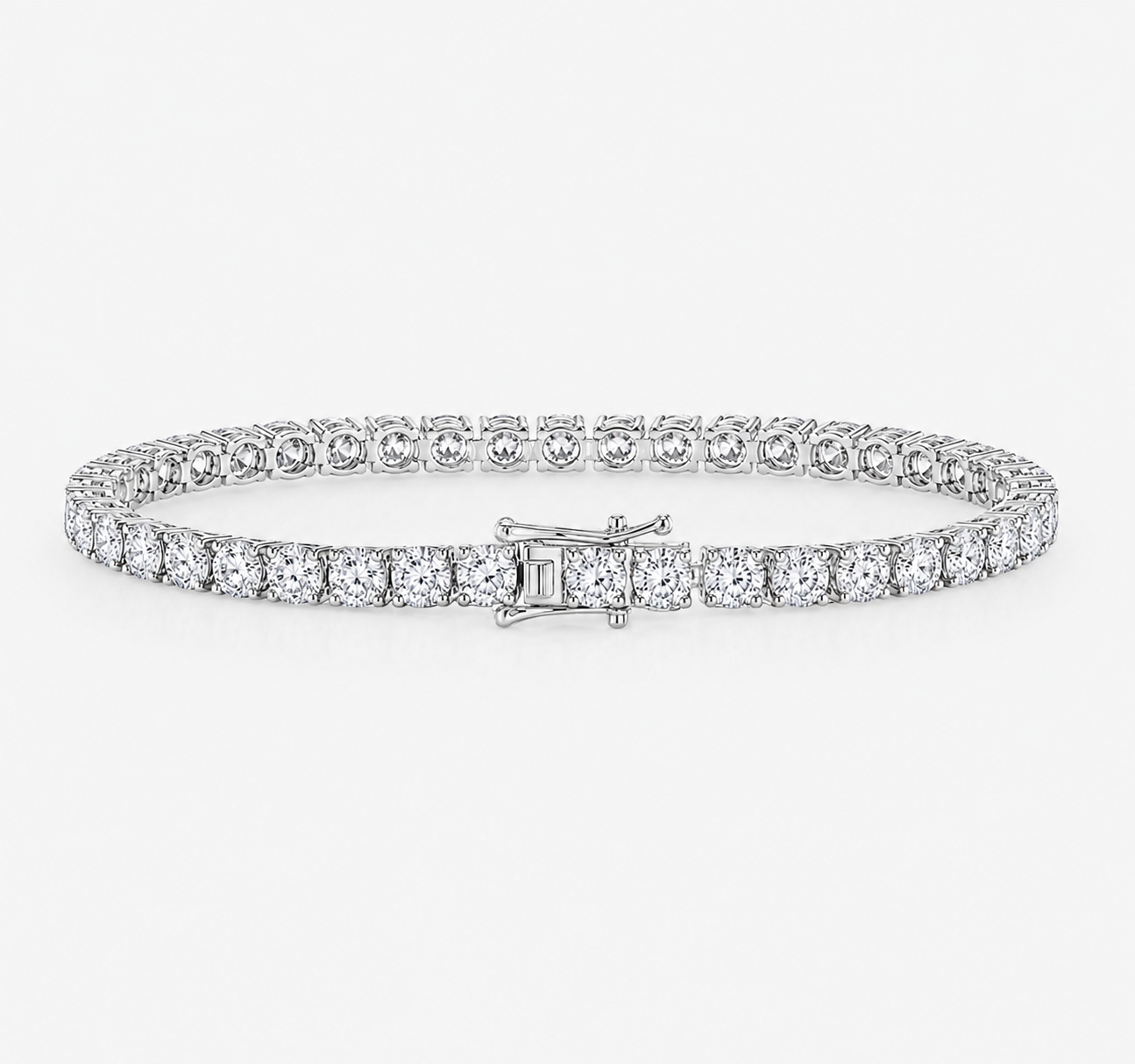 White Gold Plated with 4mm Diamond Tennis Bracelet