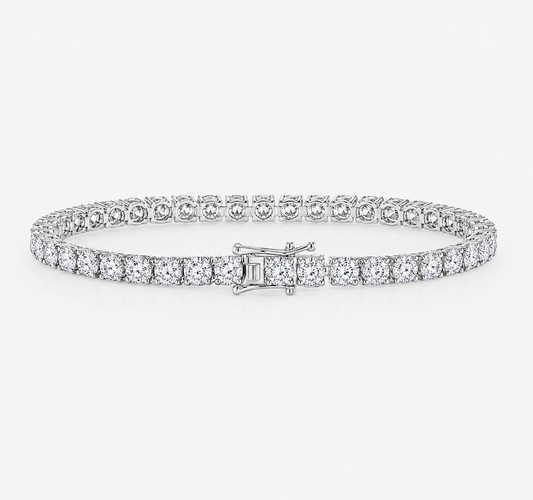 White Gold Plated with 4mm Diamond Tennis Bracelet