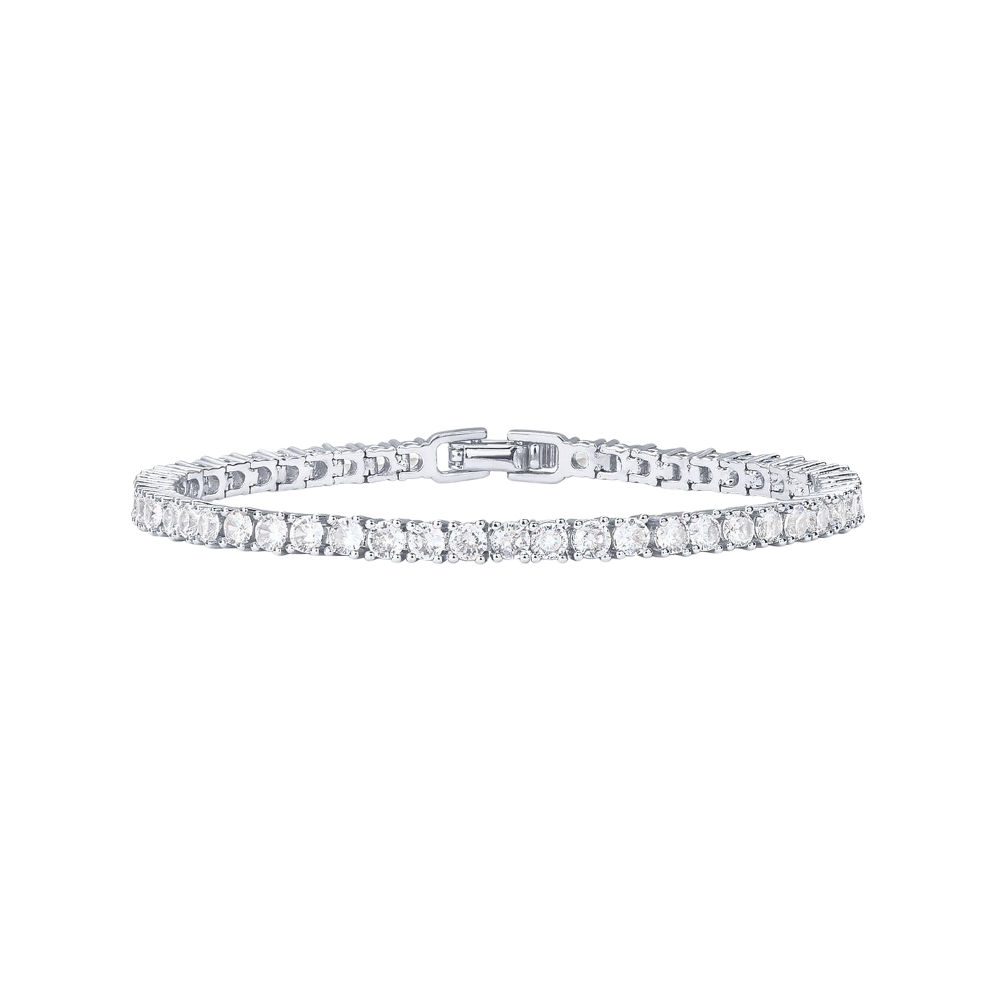 4mm White Gold Plated Diamond Tennis Bracelet