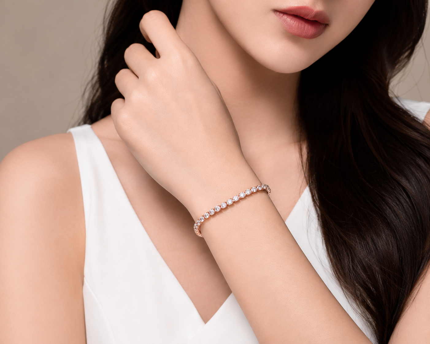 3mm Rose Gold Diamond Tennis Bracelet