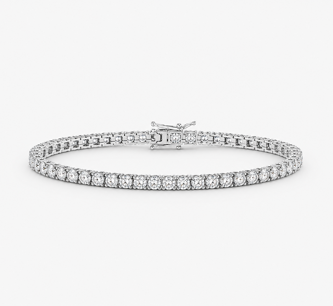 4mm White Gold Plated Diamond Tennis Bracelet