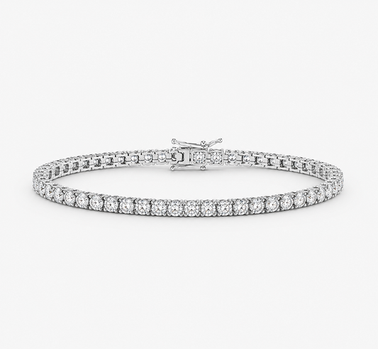 4mm White Gold Plated Diamond Tennis Bracelet