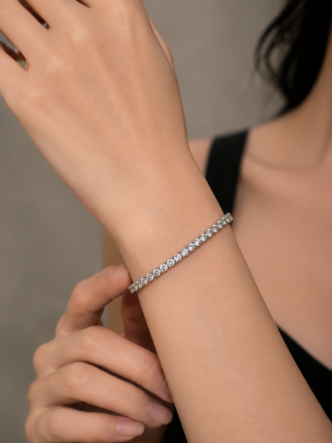 White Gold-plated 3mm Diamond Tennis Bracelet
