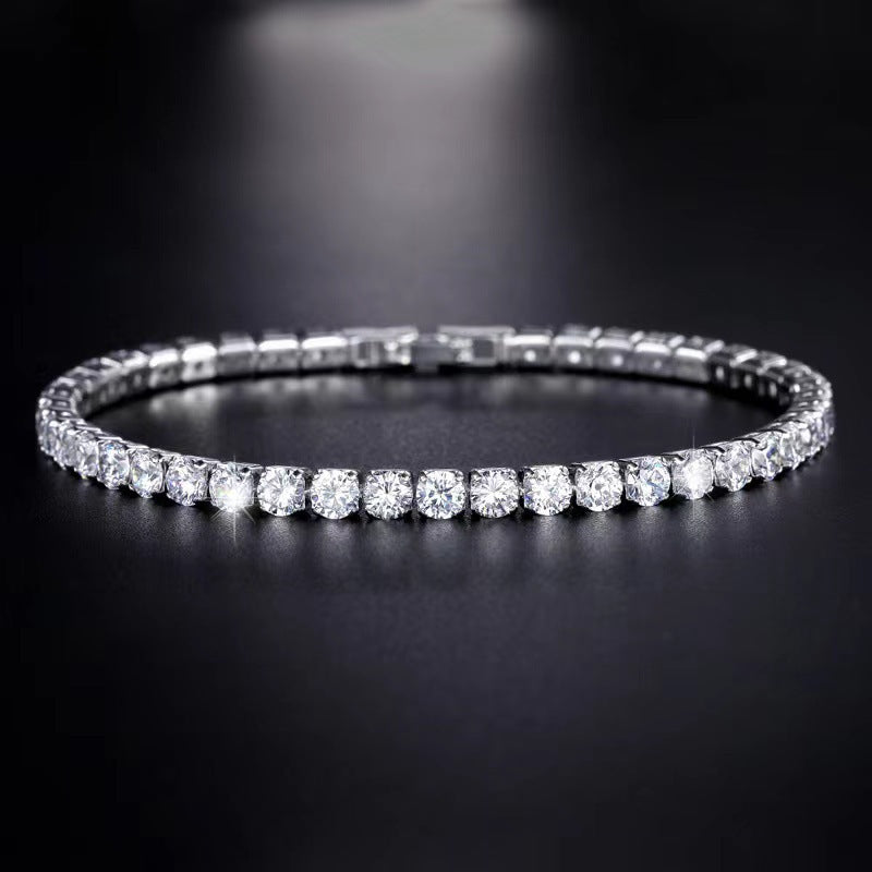 White Gold-plated 3mm Diamond Tennis Bracelet