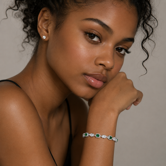 Emerald Green Gemstone Diamond Bracelet