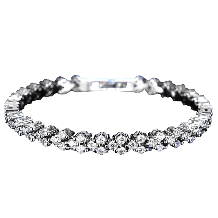 Stacked Silver Floral Diamond Bracelet