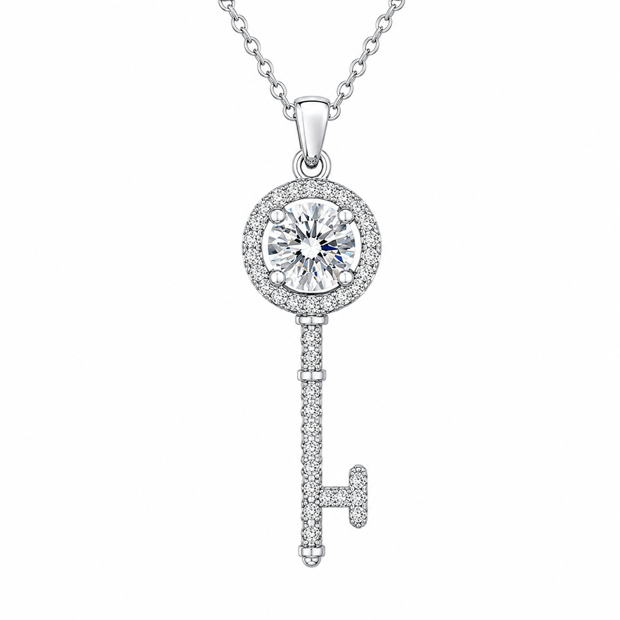 Key to My Heart Crystal Diamond Pendant Necklace