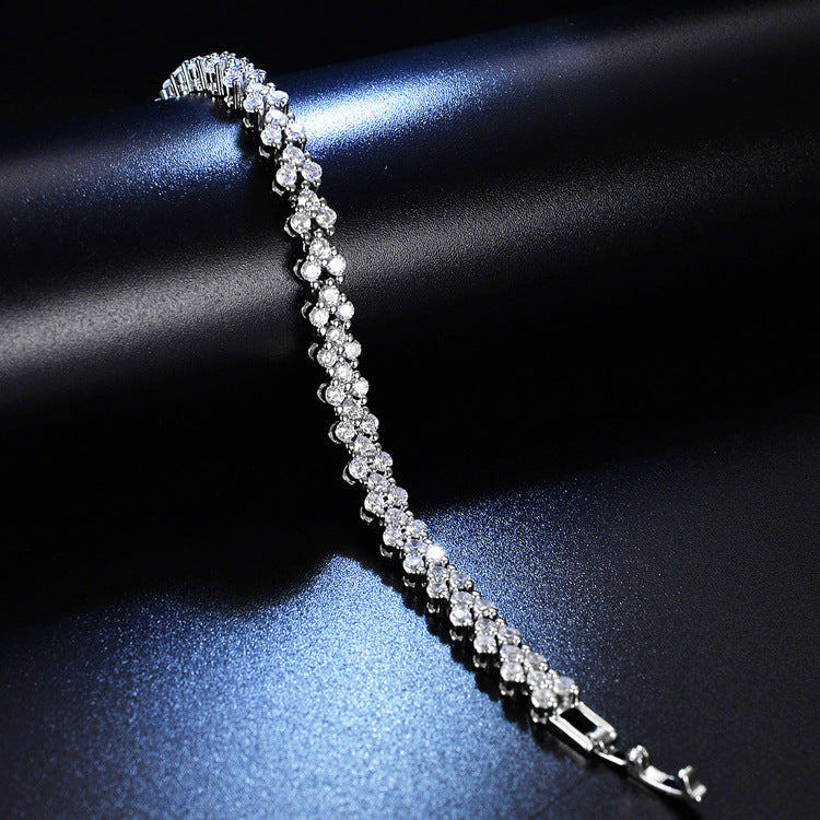Stacked Silver Floral Diamond Bracelet