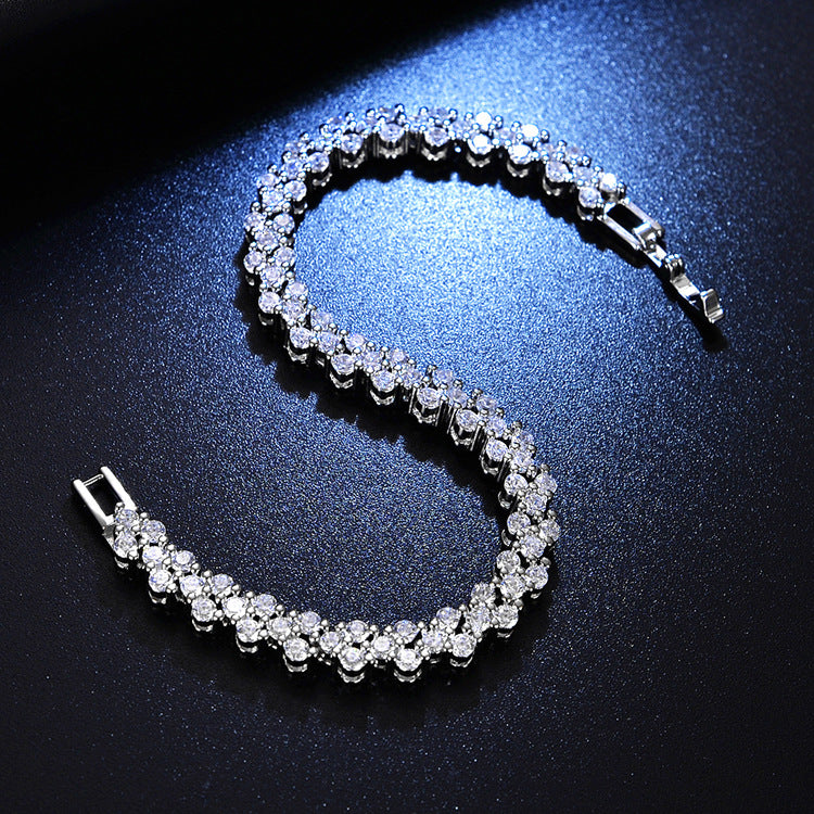 Stacked Silver Floral Diamond Bracelet
