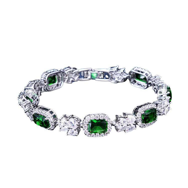 Emerald Green Gemstone Diamond Bracelet