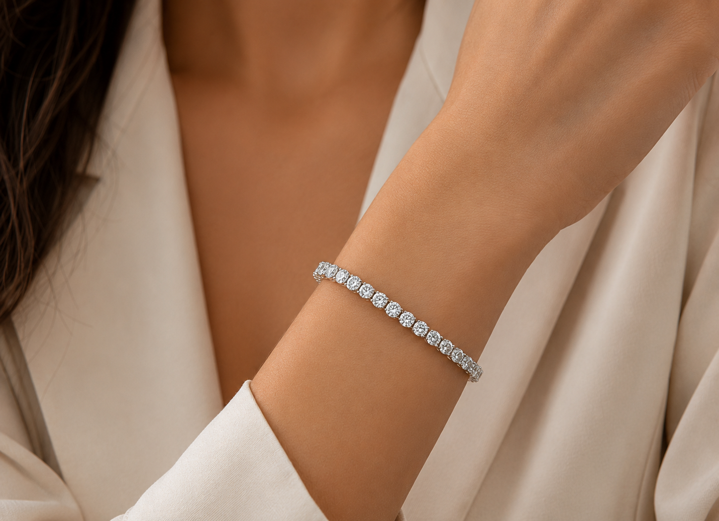 4mm Fala Round Diamond Tennis Bracelet – Classic White Gold Luxury Bracelet
