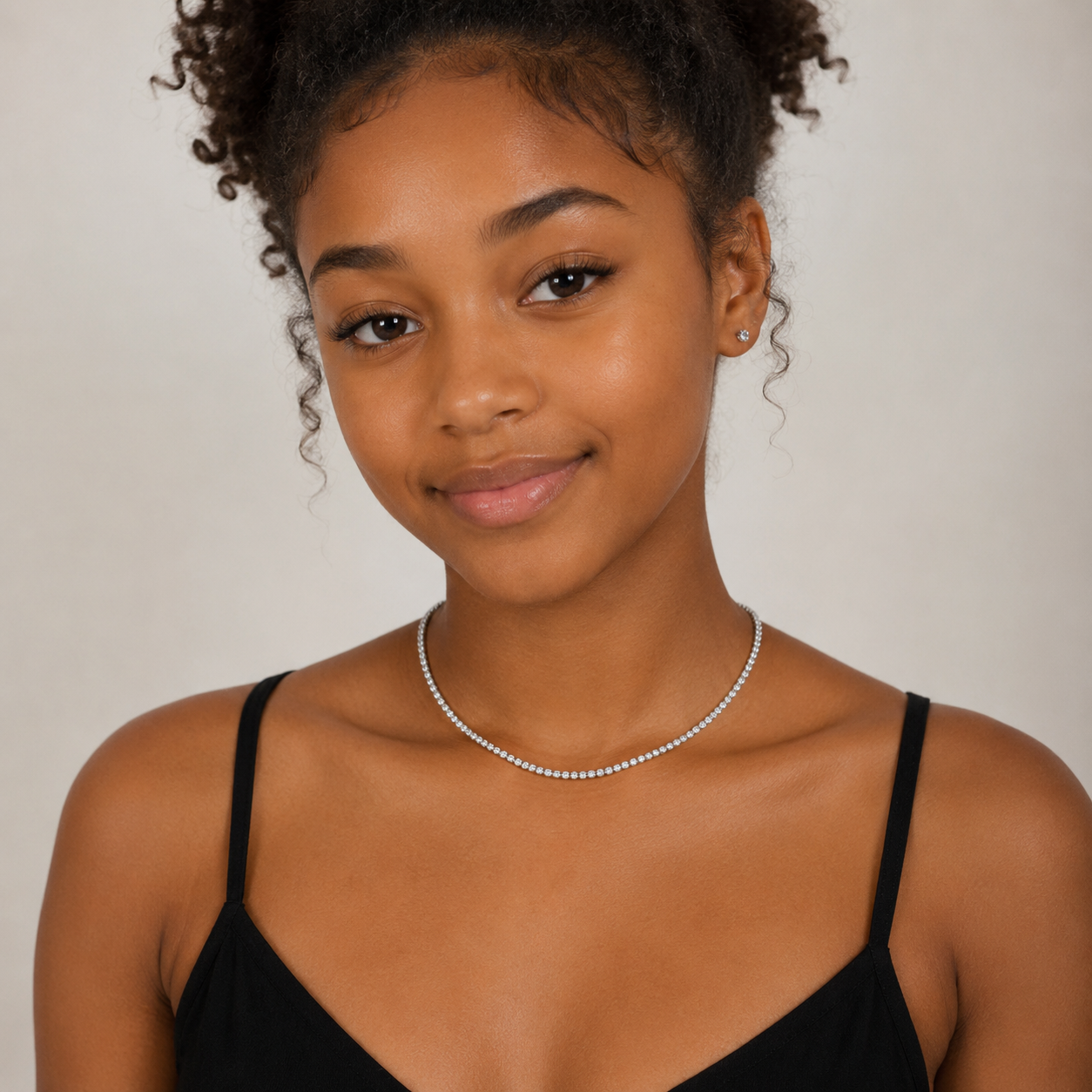 Short Sized 2mm Diamond Necklace for Teenagers