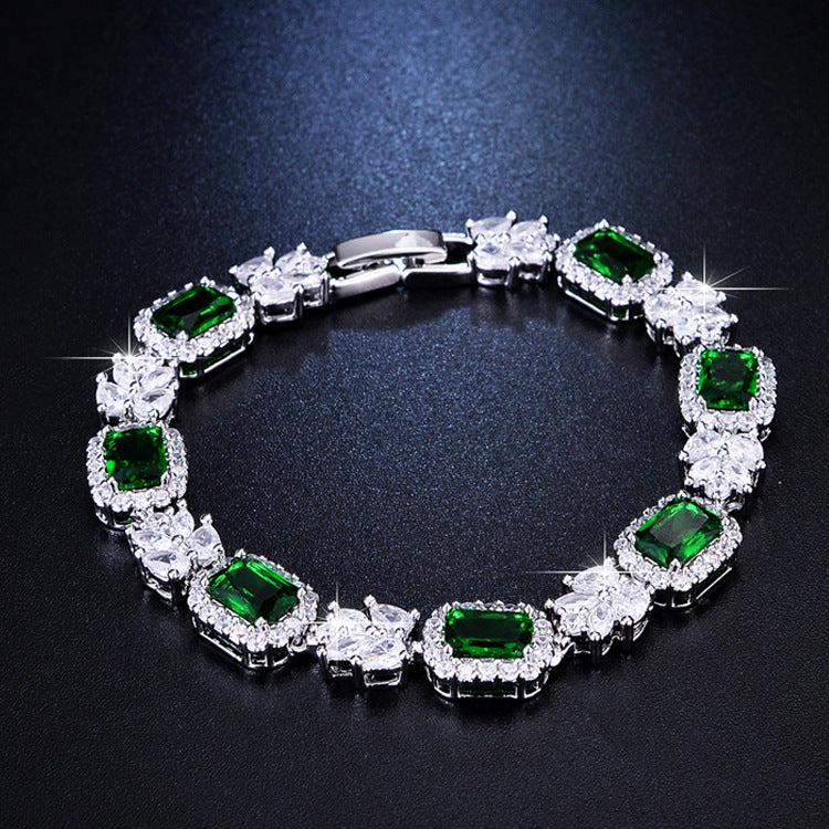 Emerald Green Gemstone Diamond Bracelet