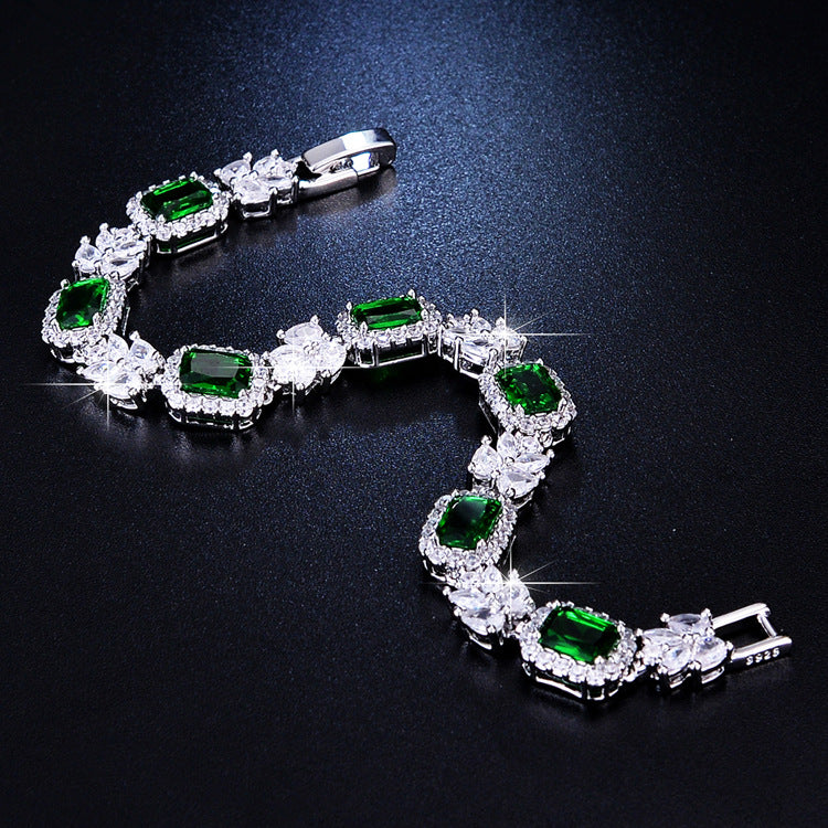 Emerald Green Gemstone Diamond Bracelet