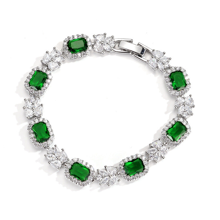 Emerald Green Gemstone Diamond Bracelet