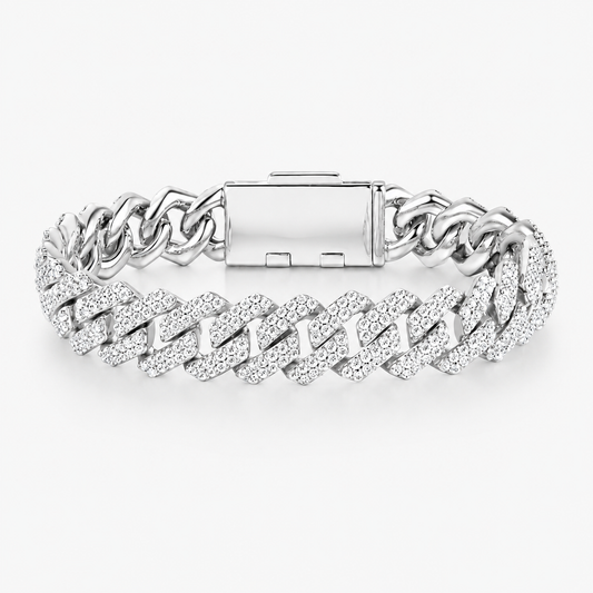 14mm Iced Out Cuban Link Bracelet – Premium Micro Pavé Statement Bracelet