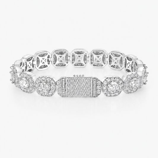 10mm Halo Diamond Link Bracelet – Iced Out Bracelet