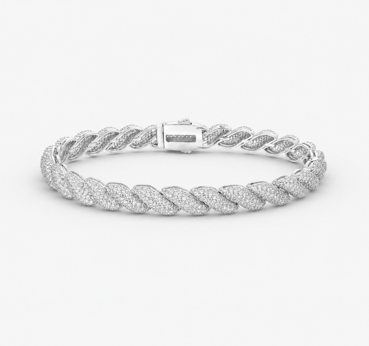 Aurelius Twisted Diamond Bracelet | 8.5mm Iced Twist Link Bracelet