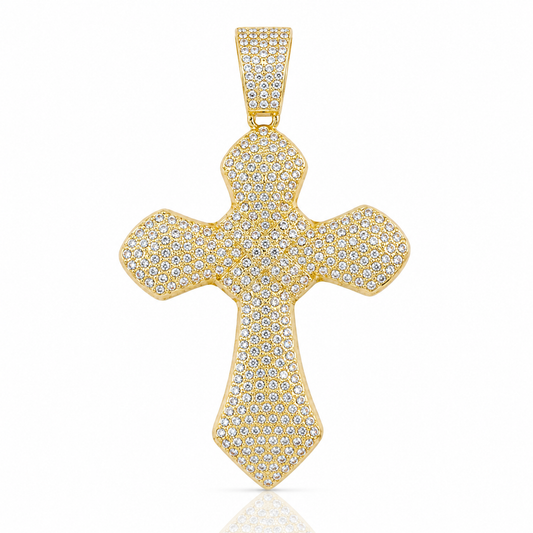 Pavé-Set Gold Diamond Cross