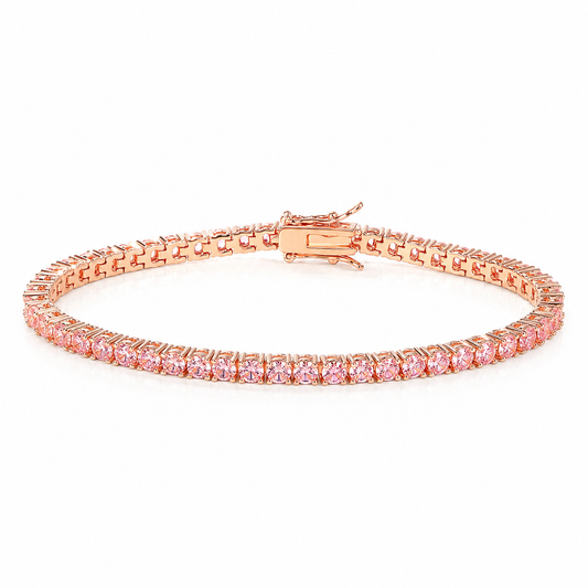 Rose Gold Pink Diamond Tennis Bracelet