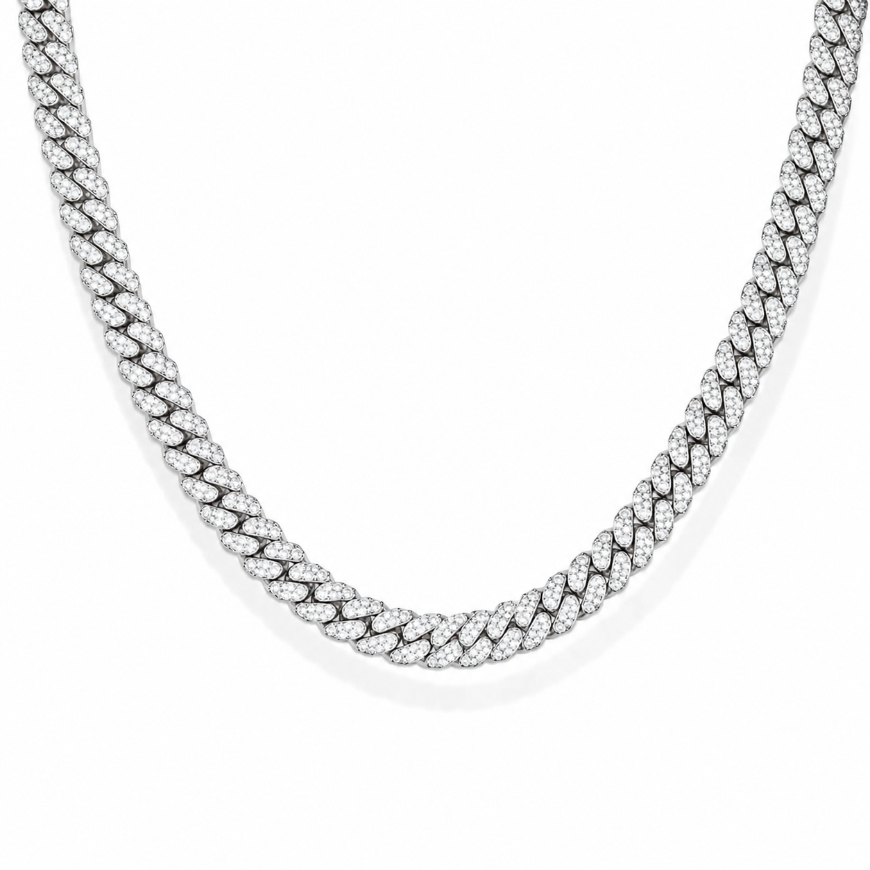 Iced Out Cuban Silver Link Chain 12mm