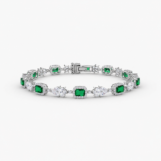 Emerald Green Gemstone Diamond Bracelet