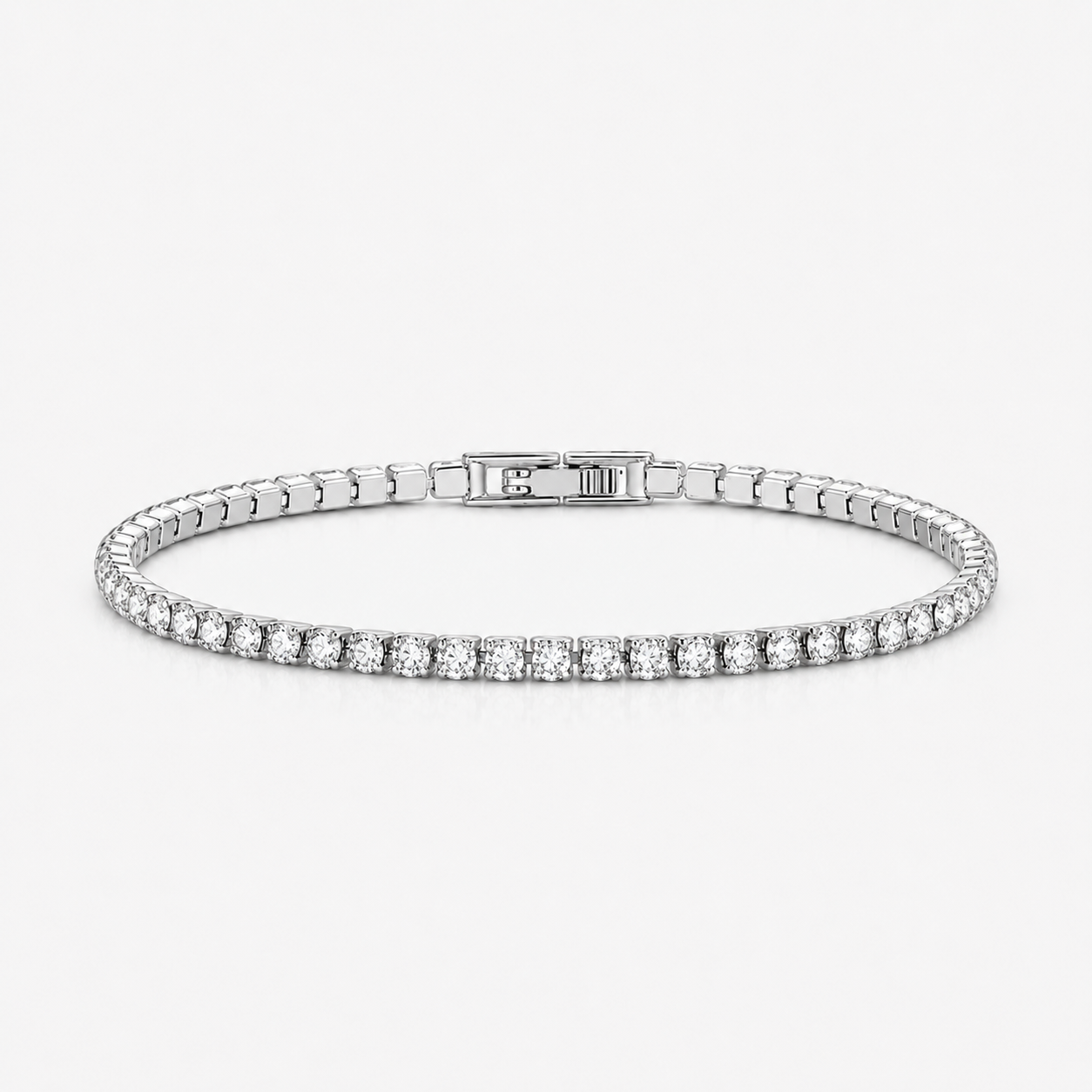 White Gold-plated 3mm Diamond Tennis Bracelet