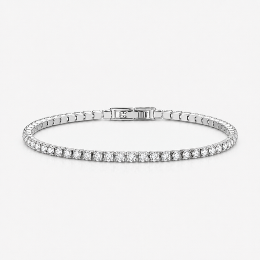 White Gold-plated 3mm Diamond Tennis Bracelet