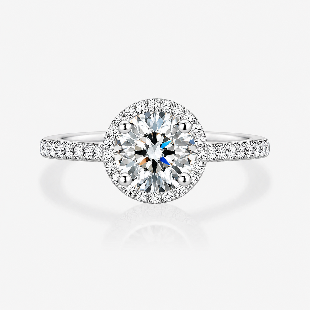1 Carat Halo Diamond Engagement Ring