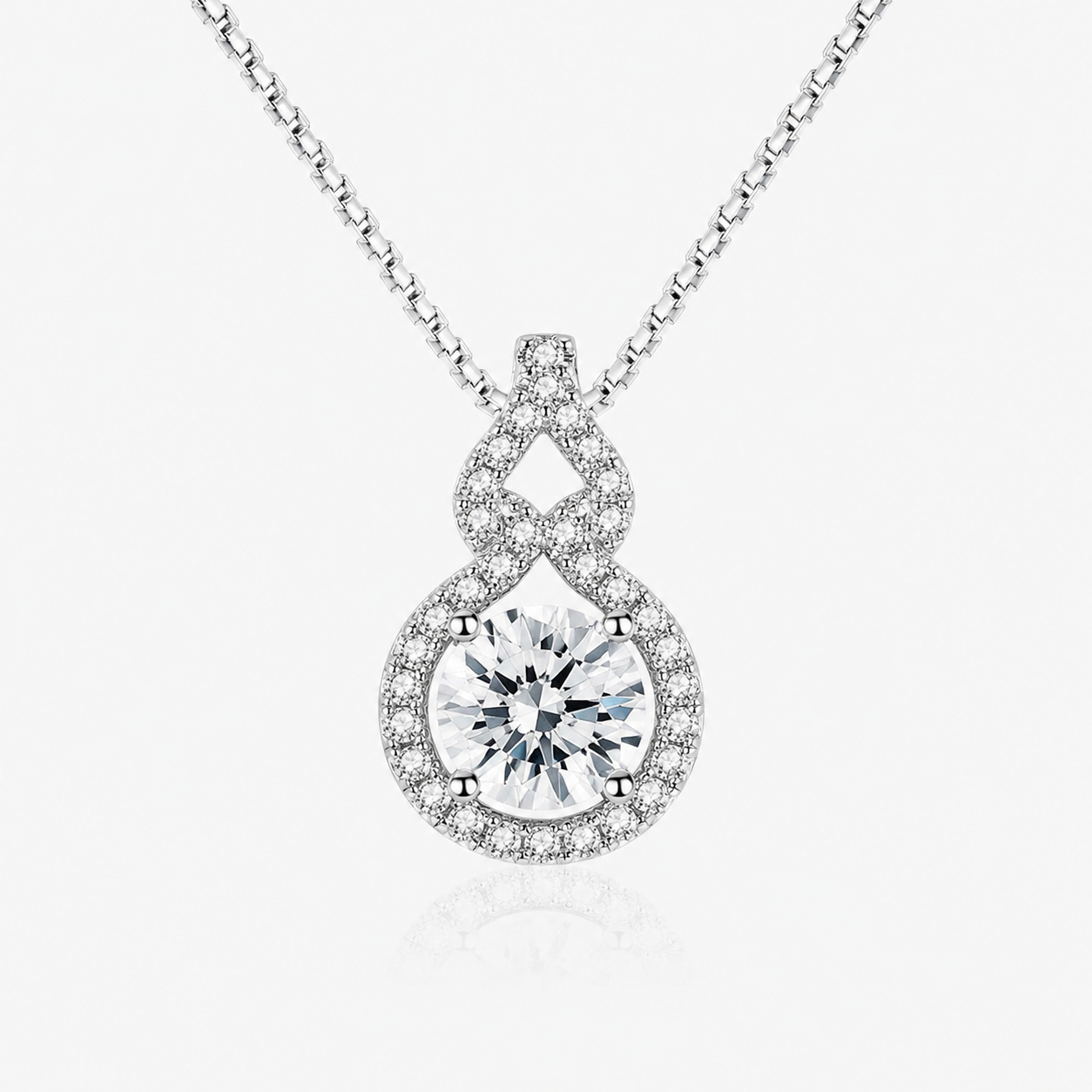 Infinity Halo Solitaire Pendant Necklace