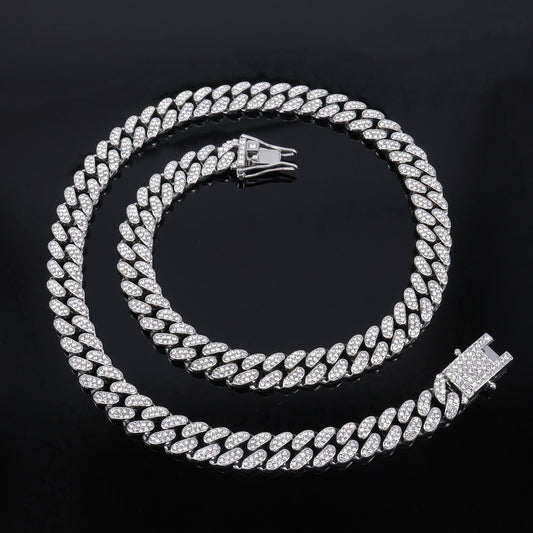 Iced Out Cuban Silver Link Chain 12mm
